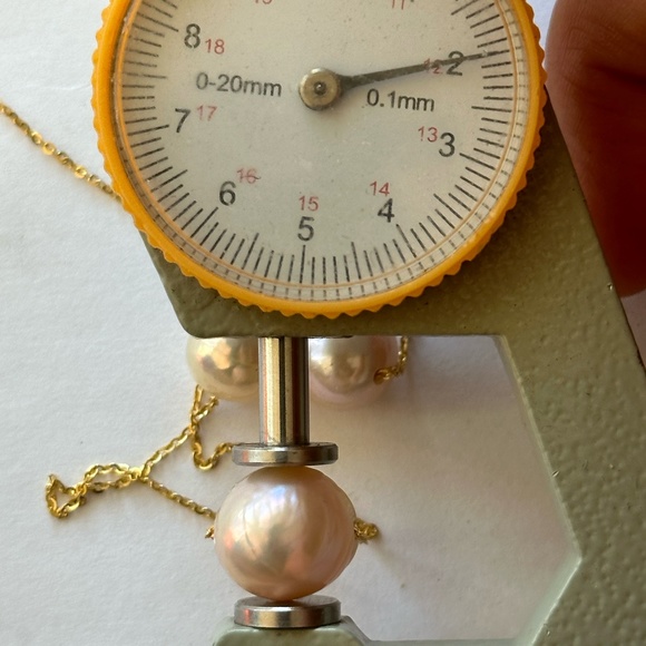 3 Cultured Pearls Floating on 14K Yellow Gold over 925 Silver Chain-Adjustable - Picture 11 of 11